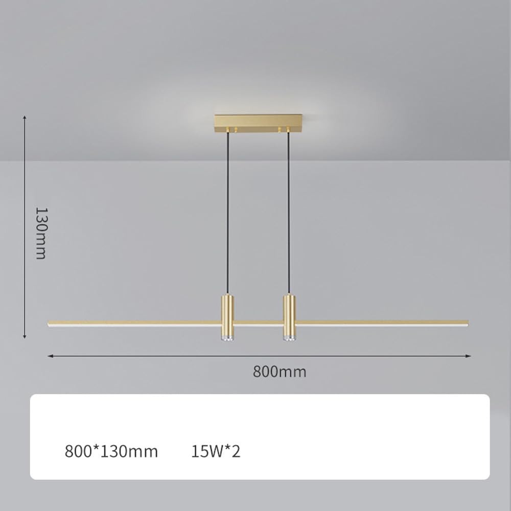 Lampadario a Sospensione LED Moderno dimmerabile Color Oro Spazzolato - Lampadario lineare Industriale per Sala da Pranzo, Isola Cucina, Tavolo da Biliardo con Design a Tubo sottil