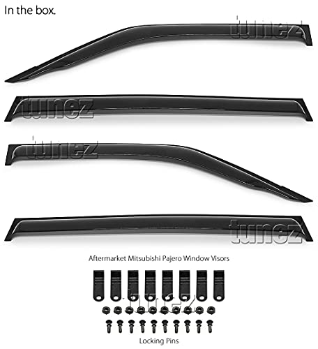 tunez® Regenschutz Fenster Tür Visier Wetterschutz Wetterschutz Windabweiser Kompatibel mit Mitsubishi Shogun Pajero NS NT NW NX Baujahr 2006-2021