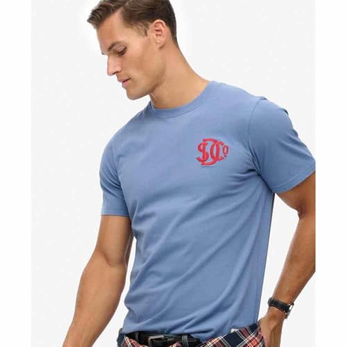 Superdry SD&CO Neon Relaxed Tee T-Shirt, Bay Blue, XL Men's