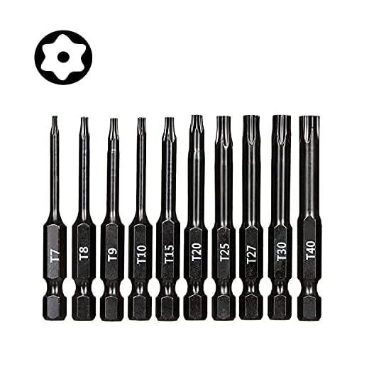 Torx Head Drill Bit Set (10 Pack with Storage CASE) - Security Torx Bits - Magnetic Tips - Quick Release Shank for Easy Attachment - Solid S2 Steel Alloy - 2.3" Long - Perfect for IKEA Type Furniture
