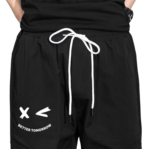 Men's Tactical Cargo Pants Casual Hip Hop Style Drawstring Multiple Pocket High Waisted Graphic Street Pants4