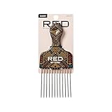 Red by Kiss Soul Pik Afro Peine, dientes de metal seguros para el cuero cabelludo, para cabello rizado y liso, herramienta de peluquería duradera y elegante, elegante para el estilo diario (lacio
