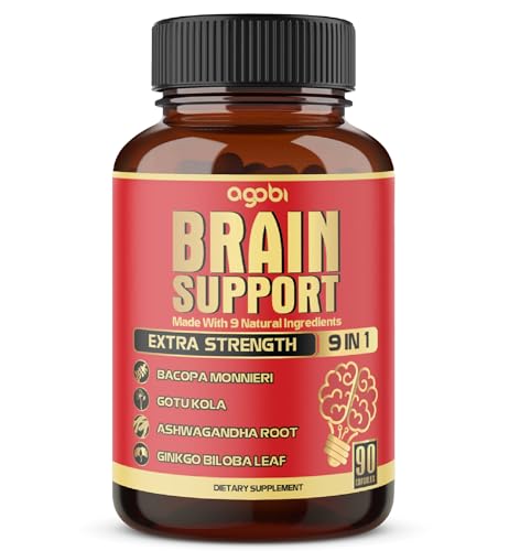 9in1 Brain Support Supplement - Concentrated Ashwagandha Root, Gotu Kola Powder, Bacopa Monnieri Powder and More - 90 Capsules - 3 Months Supply