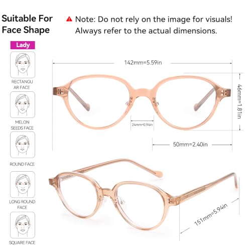 Image of Dollger Blue Light Blocking Glasses For Woman Men TR90 Retro Round Computer BlueLight Glasses Clear Lens Non-Prescription Transparent tea