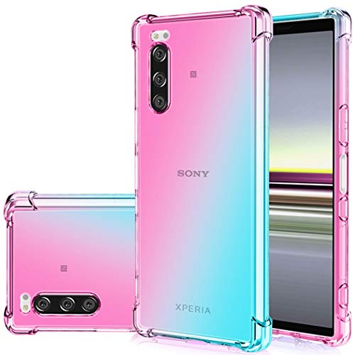 Jhxtech Coque pour Sony Xperia 5/Sony Xperia 5 Transparent Motif dégradé Coque de protection fine et anti-rayures en TPU souple résistant aux chocs pour...
