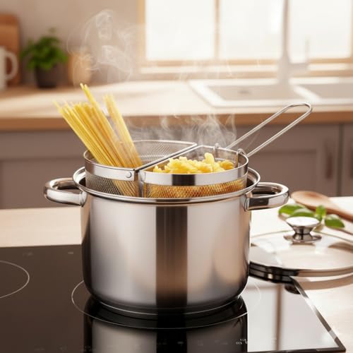 Pentola per Pasta 2 Cestelli: La Classifica dei Più Venduti nel 2025 1 K2 STORE - Pentola 6 Litri Acciaio Inox con 2 Cestelli Cucina 2 Paste Insieme Scolapasta Integrato Induzione Fondo Triplo Coperchio Vetro Professionale