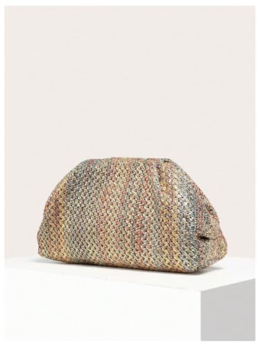 Image of Verdusa Women's Straw Woven Clutch Handbags Striped Dumpling Clutch Purses Dark Multicolor One-Size