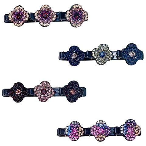 NLDGR 4PCS Hair Clips for Woman Girls, Crystal Stone Braided Hair Clips, Crystal Stone Braided Hair Clips for Women Girls Cover