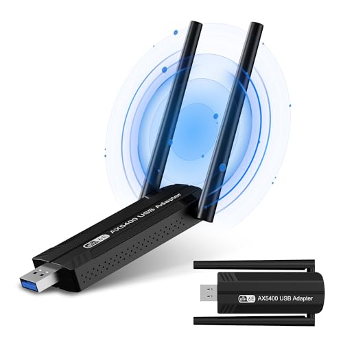 5400Mbps Clé WiFi, RENGOGA WiFi 6E Puissante Tri-Bande 6GHz / 5GHz / 2.4GHz, AXE5400 Clé WiFi USB Longue Portée Cle WiFi pour PC, Adaptateur USB WiFi / WPA3...