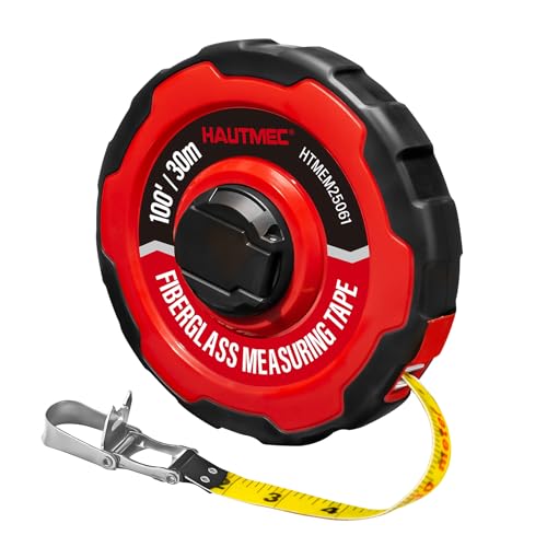 HAUTMEC 100ft/30m Tape Measure Long Measuring Tape Flexible Pvc Fiberglass Dual Inch/Metric Closed Reel Measure Tape For Land Yard Distance Measurement And Construction 25061