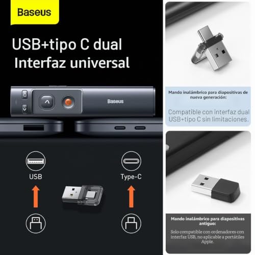 Puntero láser Baseus gris para solucionar problemas de alcance en salas grandes 4