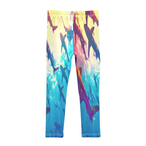Toddler Girls Leggings Printed Yoga Pants Leggings Colorful Underwater Sharks for Kids2