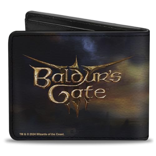 Buckle-Down Baldur's Gate III Wallet, Bifold, Baldurs Gate III Gale Magic Pose Scene and Title Logo, Vegan Leather2