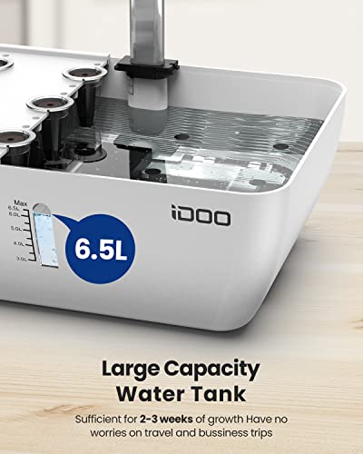 Idoo 12 Pods Hydroponics Growing System With 6.5L Water Tank, Hydro Indoor Herb Garden Up To 14.5", Plant Germination Kit With Pump System, Fan, Grow Light For Home Kitchen Countertop Gardening, White #TOP2