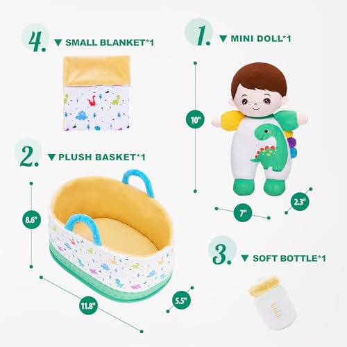 Image of OUOZZZ 10 inch Soft Baby Boy Doll Set, Baby Doll Accessories Pretend Playset Emotional Social Doll for 2 Year Olds Boy Christmas Birthday Gift