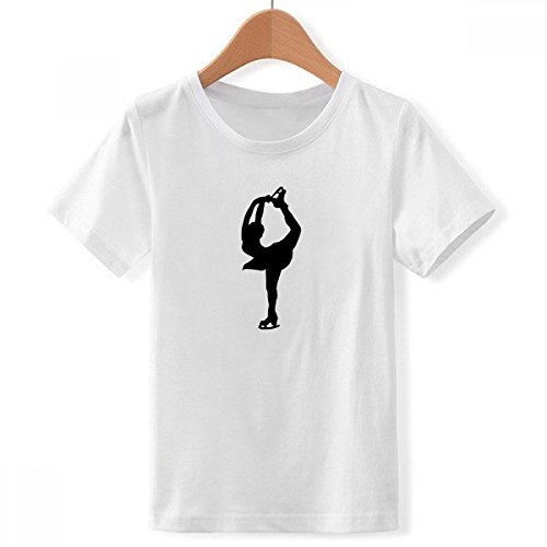 T-Shirt Blanc Patinage Silhouette Garçon avec Col Ras du Cou Multicolore DIYthinker