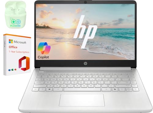 Image of HP 14 inch Business Laptop Computer with 1-Year Office 365, Intel Quad-Core N150 Processor, 4GB RAM 640GB Storage (128GB UFS+512GB SD Card), Windows 11 Home, PLUSERA Earphones, Natural Silver