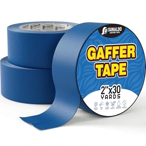 Image of Gaffers Tape Heavy Duty, Easy to Rip, Residue-Free Professional Grade Floor Tape for Electrical Cords, Matte Finish Non Reflective, Weather Resistant (3, Blue, 2 inch x 30 Yards)