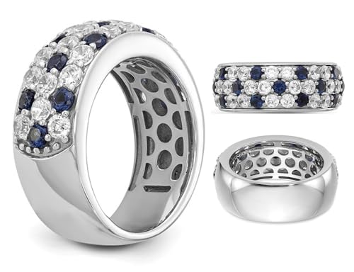 1.50 Carat (ctw VS2-SI1, D-E-F) Lab-Grown Diamond Premium Ring in 14K White Gold with Blue Sapphires (SIZE 7)2