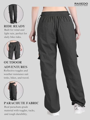 Image of Parachute Pants for Women - Water-Resistant Cargo Pants for Women | Stylish Activewear for Travel, Office, Gym, Trekking & Everyday Comfort | Korean Pants for Woman