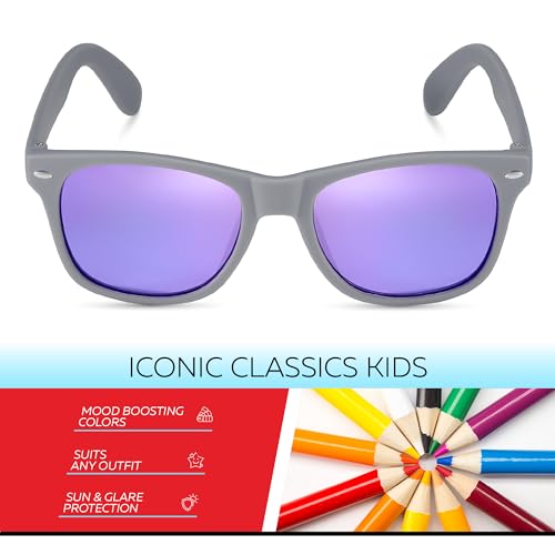 Image of Retro Rewind Kids Sunglasses for Boys Girls Age 3-12 - Shatterproof UV400 Toddler Children Sun Glasses