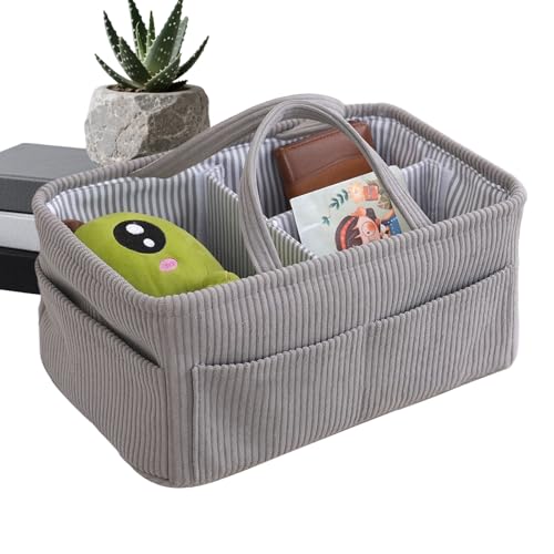 Cesta de pañales | Cesta portátil de pana de gran almacenamiento, cesta de almacenamiento de pañales, para mesita de noche, escritorio, baño, viajes, toallitas de viaje, botella de leche, niños y