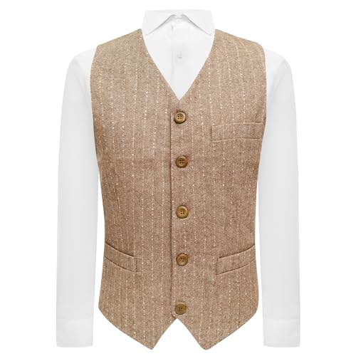 Gilet marron clair à chevrons pour un mariage champêtre élégant