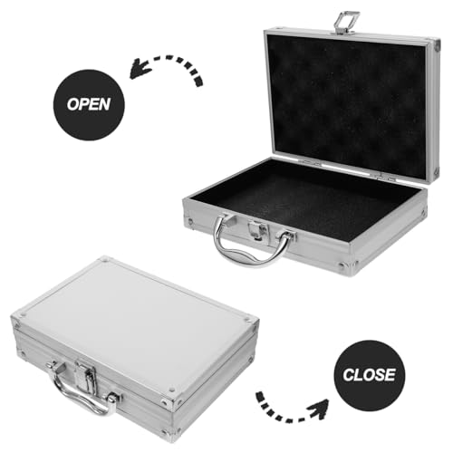 Image of Housoutil Aluminum Briefcase with Lock, Silver Alloy Carry Case with Padded Foam, Lockable Metal Hard Toolbox, Aluminum Padded Case for Travelers Luggage Craftsman Travel Cash Instruments Makeup