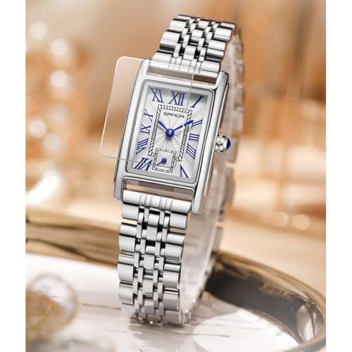 Image of Poshi Sanda Premium White Brass Sqaure Dial Watch | 200mm Rose Gold Stainless Steel Strap Quartz Watch for Women