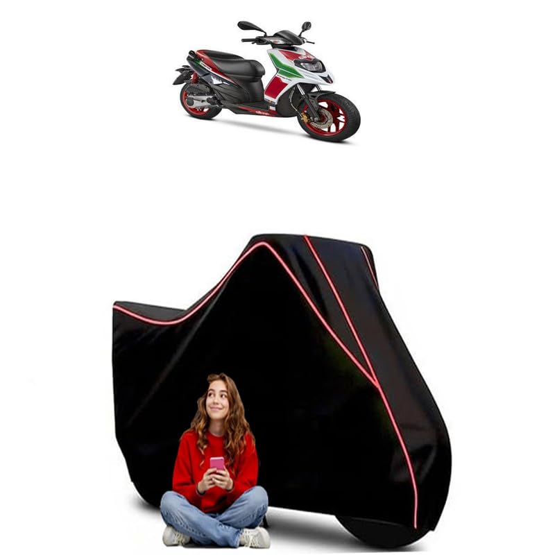 Image of SR 150 Race Scooty Bike Cover Water Resistant Outdoor Use Universal Fit Scooters Motorcycles Heavy Duty UV Protection Dust Rain Scratch Resistant Elastic Bottom Black Blue Piping