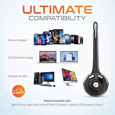 Delton 10X Bluetooth Computer Headset, Over-The-Head Single Ear Wireless Headset with Noise Canceling Mic, USB Dongle for Computer/Laptop, Perfect for Home, Office, Call Center, Truck Driver - Black