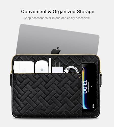 Image of Lacdo Laptop Sleeve Case for 14 inch New MacBook Pro M3 Pro Max / M3 / M2 / M1 Pro Max A2992 A2918 A2779 A2442 2023-2021, 13.5 inch Microsoft Surface Laptop 6 5 4 3 2 1 Computer Bag, Elegant Black