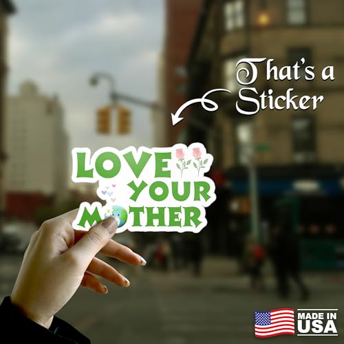 Image of Love Your Mother Vinyl Waterproof Sticker Decal with Earth Design for Laptop Water Bottle Sticker 5 Inch
