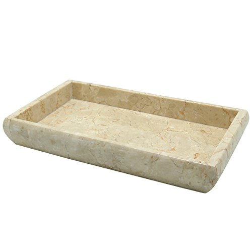 Creative Home Deluxe Natural Champagne Marble Rectangular Guest Towel Tray Vanity Tray Bathroom Countertop Small Accessories Organizer, 9.3