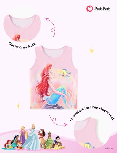 Image of Disney Stitch丨 Frozen丨 Minnie Mouse丨Princess丨Winnie Tank Top+Dolphin Shorts Girls Outfits Workout Athletic Set Summer