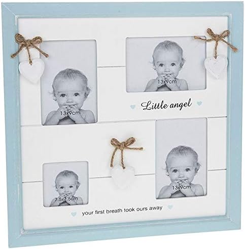 Little Angel ~ Baby Boy HEARTS Collage Multi 4 Pic Blue Photograph Photo Frame
