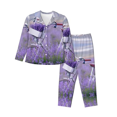 Pyjama imprimé vélo femme EdWal manches longues en coton doux