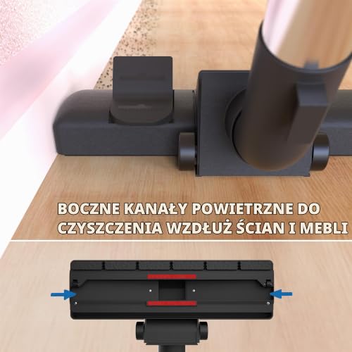 Uniwersalna dysza do odkurzacza premium z podnośnikami nici do rur 32–35 mm – dysza przełączająca z rolkami i uchwytem – kompatybilna z Kärcher Siemens Bosch Miele Philips AEG Rowenta – dywan i twarde