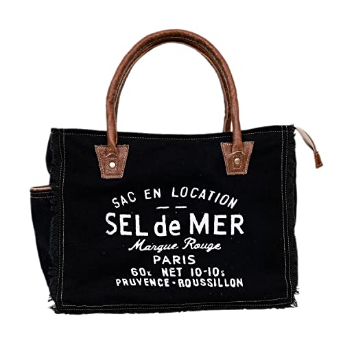 Image of CREATIVE LEATHER ART Sel de Mer Canvas Tote Bag for Women