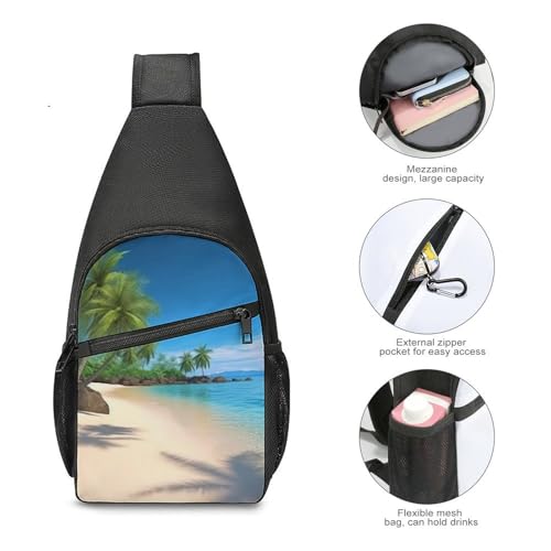 Mochila de Pecho Sling Bag con Estampado Playero Blanca miniatura 5