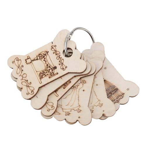 Generic Bobina de hilo de madera, tabla de bobinar, organizador de hilo de bordado, exquisita artesanía de tallado, juego de 6 piezas para artesanos y entusiastas de la costura, madera contrachapada