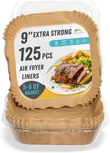 Air Fryer Liners Disposable – 125 pk 8" Unbleached Non-Stick Parc...