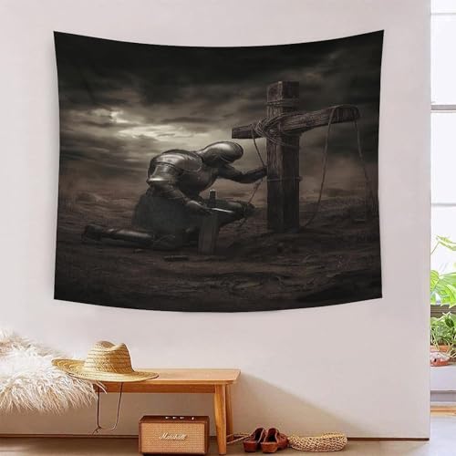Tapisserie MJFCoin Knight 3D effet trompe-l'œil grand format en tissu 180x230cm