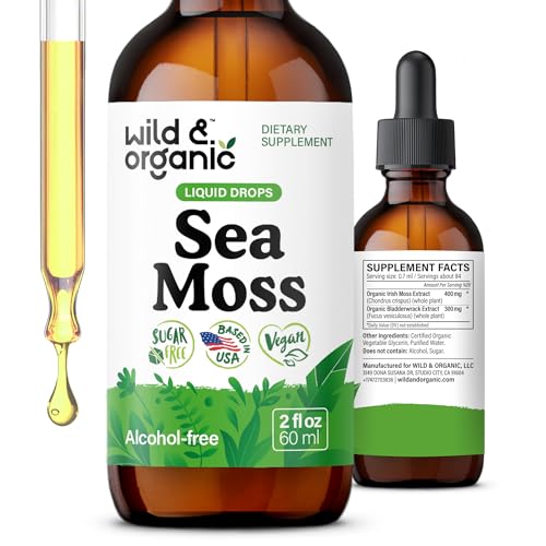 Wild & Organic Sea Moss + Bladderwrack Liquid Drops (2 fl oz, 84 servings)