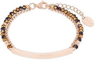 s.Oliver Damen-Armschmuck ID Identarmband 20cm Edelstahl IP Rose Beschichtung Glassteine braun
