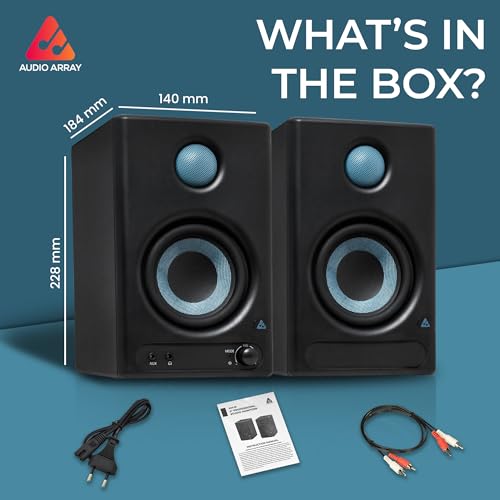 Image of Audio Array AM-S1 BT v5.3 |Professional 4 inch Studio Monitor Speaker Pair| 60W Class D Amplification,Woven Composite Woofer,1 inch Silk-Dome Tweeter,EQ Controls|Music /Monitor Mode, Aux, HDMI, USB C, TRS, RCA