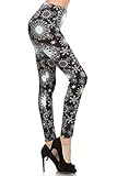 Leggings Depot Women's High Waist Novelty Christmas Holiday Print Leggings-Full Length-R501, Crystal Flakes, One Size