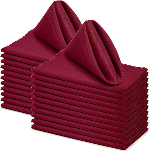 Jucoan 24 Pack Red Cloth Napkins, Winkle Free Polyester Cloth Dinner Napkins, 46x46cm Square Hotel Quality Cloth Table Napkin for Christmas Banquet Valentine’s Day Wedding Event Table Decor