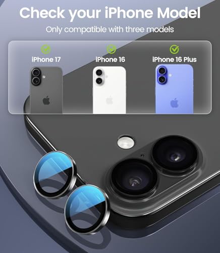 Image of 4youquality Back Camera Lens Protector for (iPhone 17 /16 /16 Plus Black)