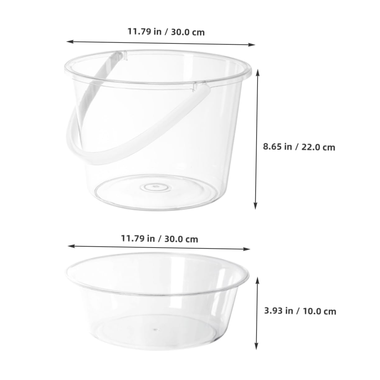 Cubos De Limpieza Transparentes Tapa 2 Piezas, Cubo Pequeño para Fregar Ligero Asa, Organizador Doméstico Multifuncional para Lavar Pies, Lavar Cara y Ropa Casa